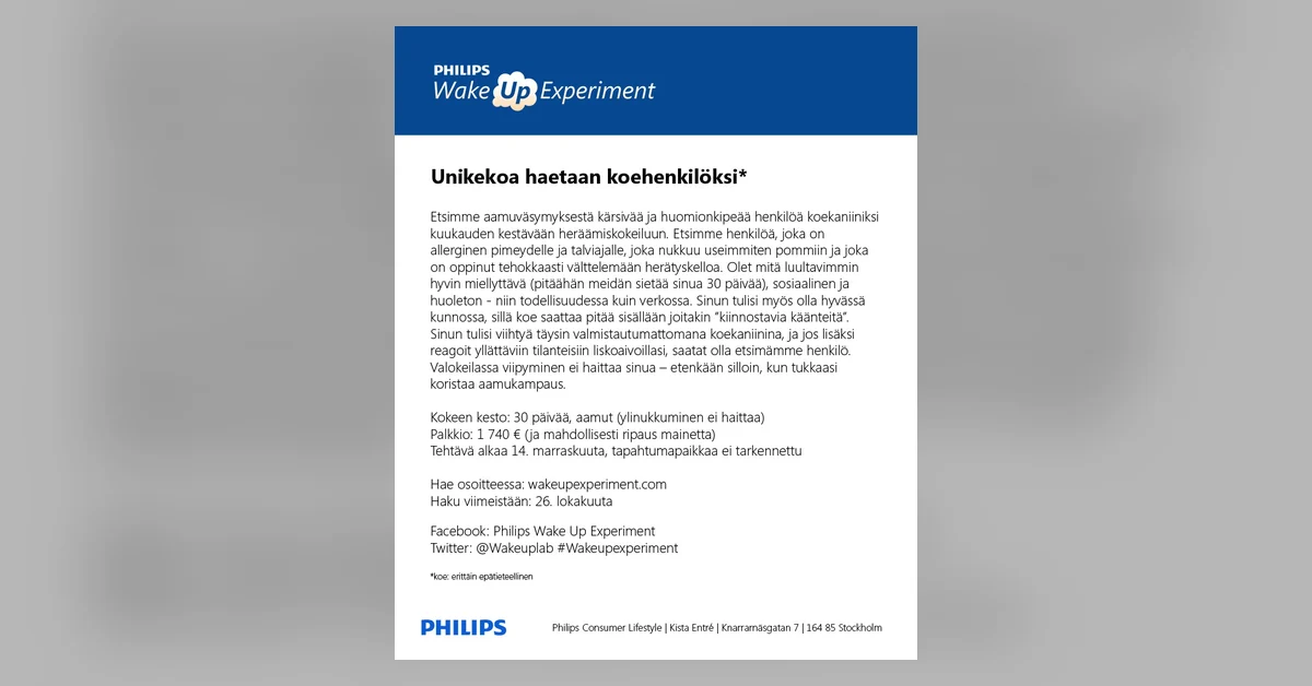 Philips hakee koenukkujaa – jätä hakemuksesi nyt!