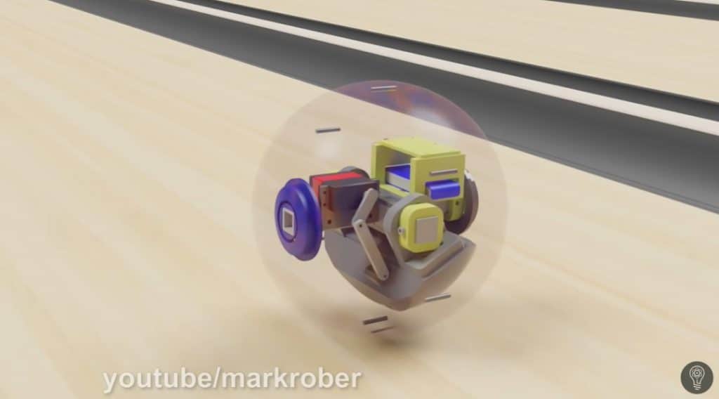 Pallon sisällä on painopistettä siirtävä järjestelmä