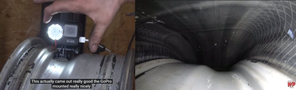 Kamera auton renkaan sisällä