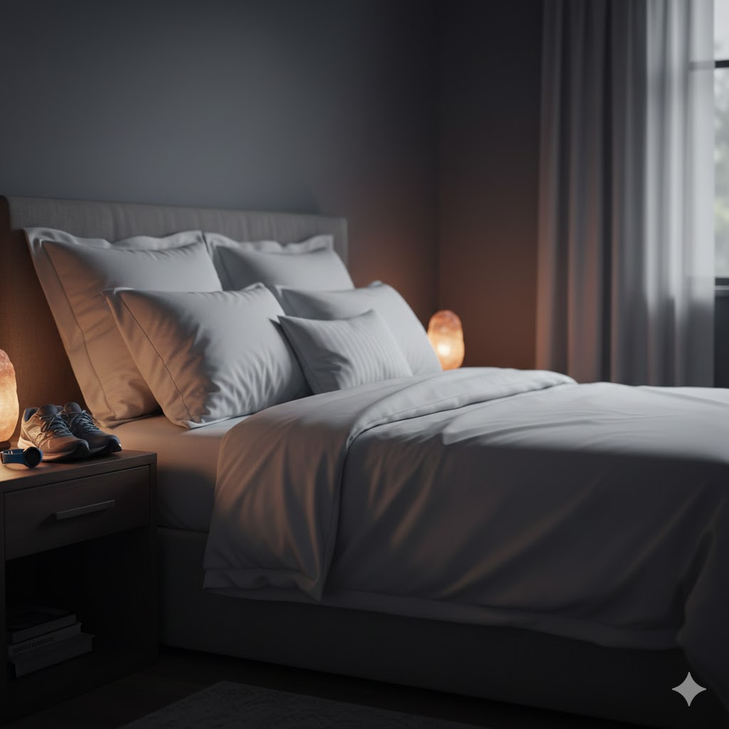 30 min juoksu hyödyt: Havainnollistava kuva levollisesta unesta, joka on yksi säännöllisen 30 minuutin juoksun merkittävistä hyödyistä.