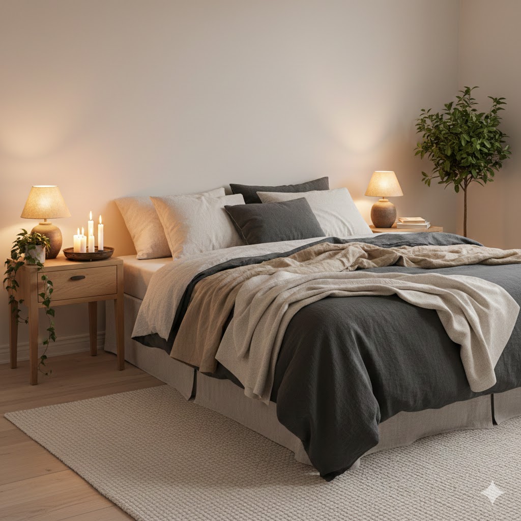 skandinaavinen sisustus: makuuhuone